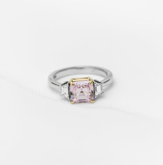 Anel de Kunzita 223 | Kunzita e Diamantes