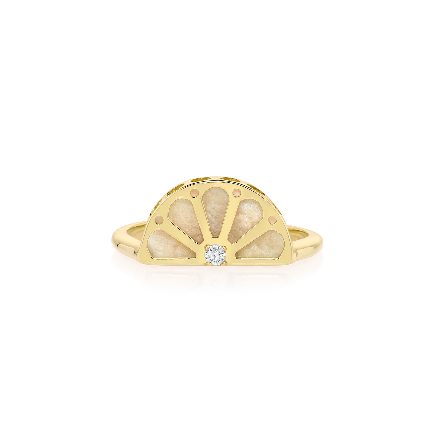 Anel Trama | Amazonita, Brilhante e Ouro Amarelo