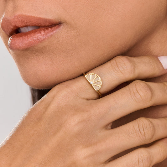 Anel Trama | Amazonita, Brilhante e Ouro Amarelo