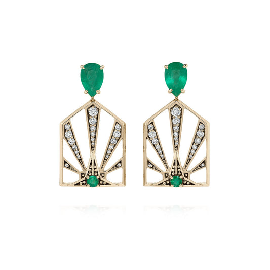 Brinco Altair | Esmeraldas, Ródio Negro e Brilhantes