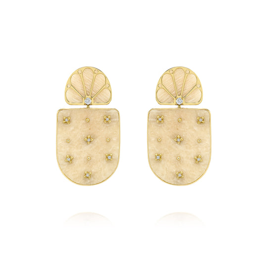 Brinco Fillare | Amazonita, Brilhantes e Ouro Amarelo