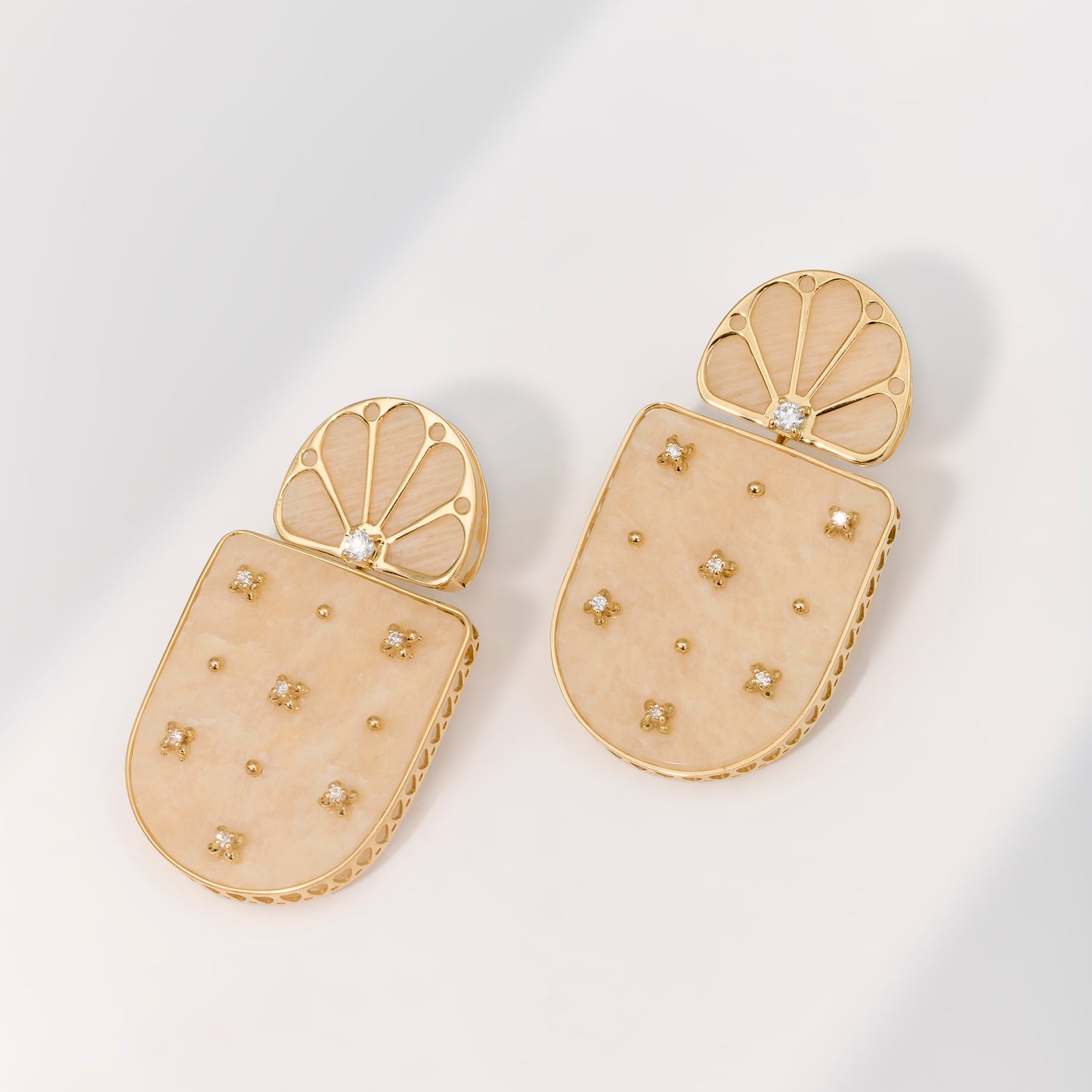Brinco Fillare | Amazonita, Brilhantes e Ouro Amarelo