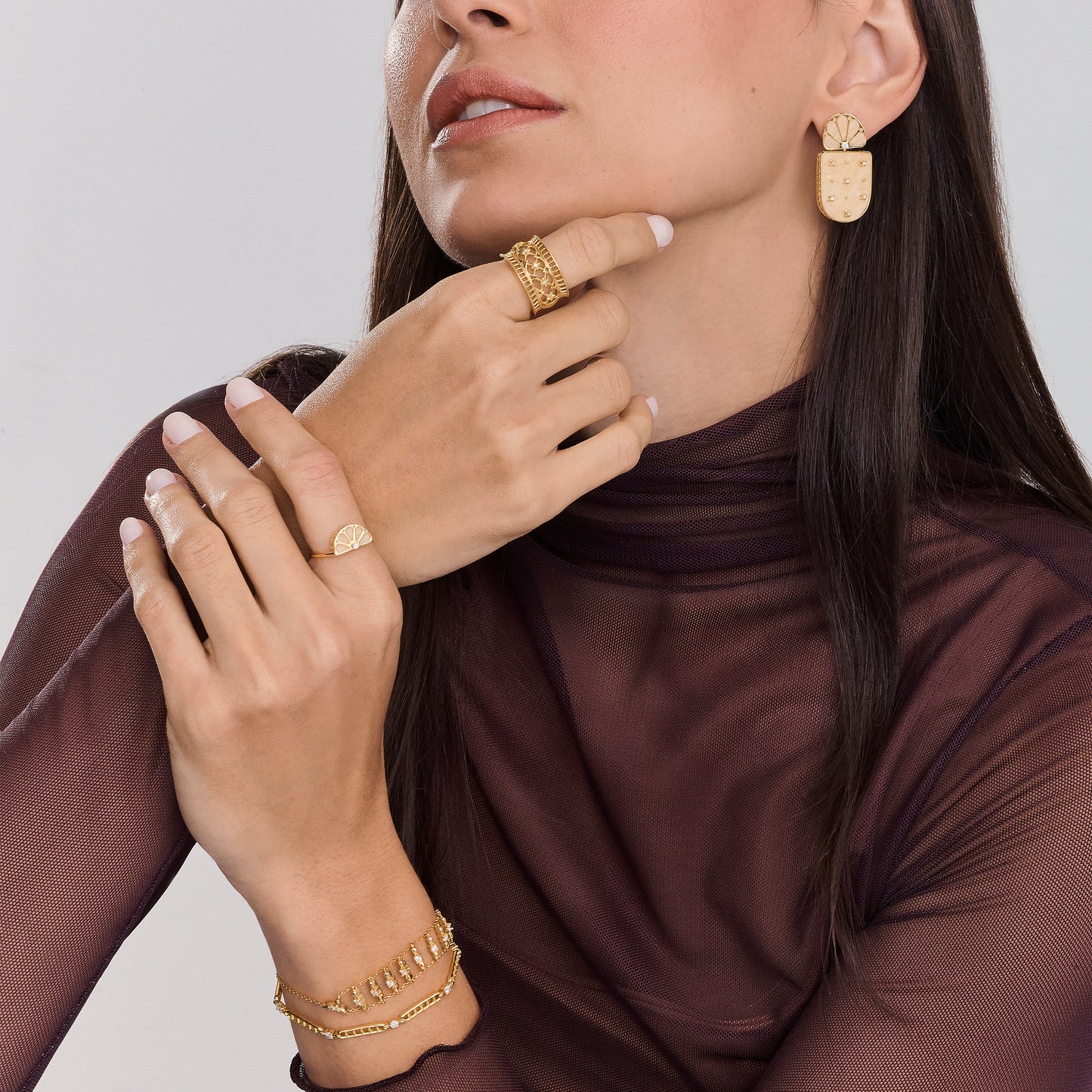 Brinco Fillare | Amazonita, Brilhantes e Ouro Amarelo