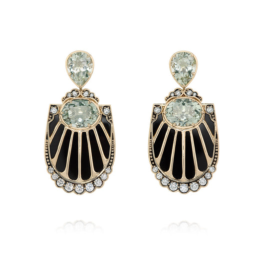 Brinco Armonia | Prasiolitas e Brilhantes