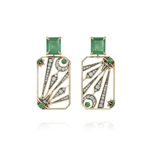 Brinco Luce | Esmeraldas, Brilhantes e Ródio Negro