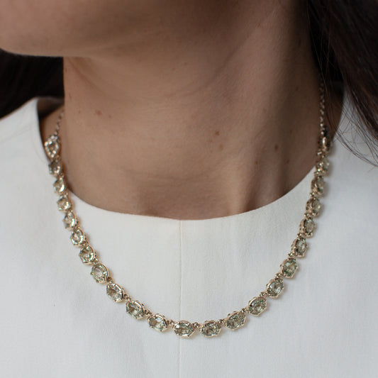 Colar Presto | Prasiolitas, Ouro Champanhe e Ródio Negro