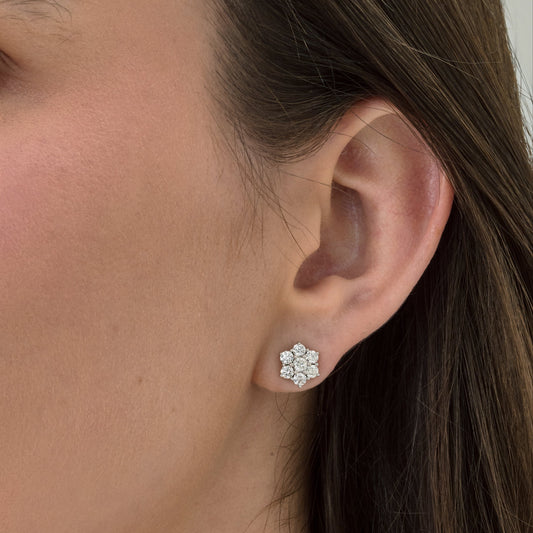 Brinco Fleur | Diamante e Ouro Branco