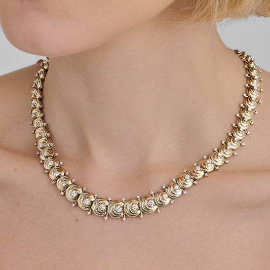 Colar Aurea | Ouro Champanhe e Brilhantes