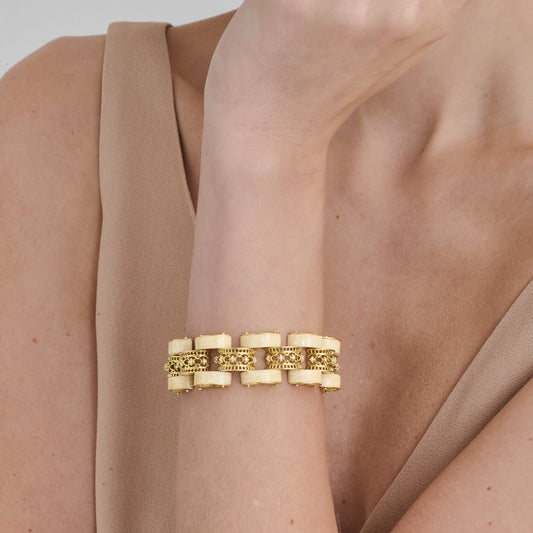 Pulseira Leggero | Ouro Amarelo, Brilhantes e Amazonitas