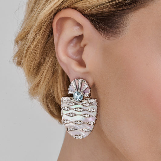 Brinco Brezza | Água-Marinha e Madrepérolas