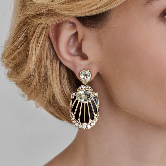 Brinco Armonia | Prasiolitas e Brilhantes