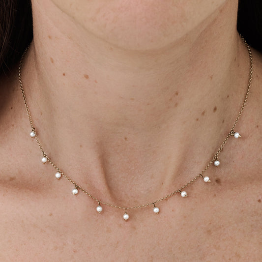 Colar Peônia | Pérolas e Ouro Champanhe