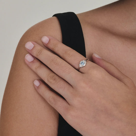 Anel Santa Rosa | Água-marinha e Brilhantes