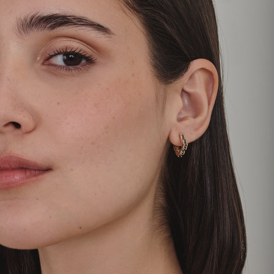 Argola Turk | Ouro Champanhe e Ródio Negro