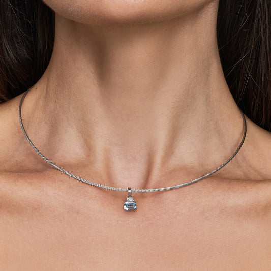 Pingente Claire | Água-marinha e Diamante