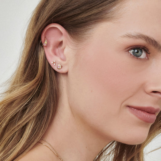 Argola Theresa | Safira Rosa, Safira Amarela e Ouro Champanhe