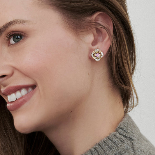 Brinco Carolina | Safira Rosa, Safiras Amarelas e Brilhantes