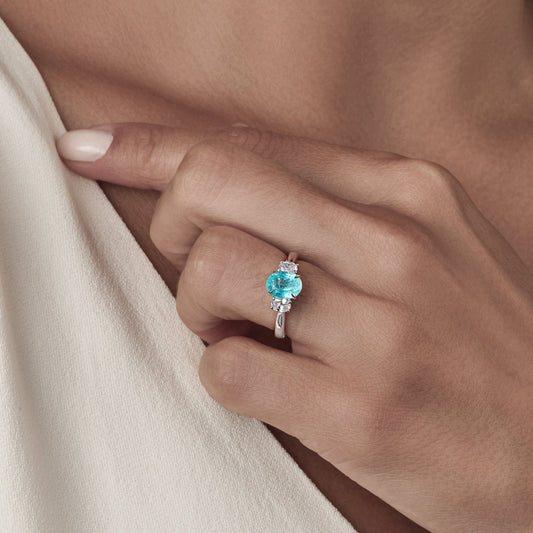 Anel de Turmalina Paraíba 155 | Turmalina Paraíba e Diamantes