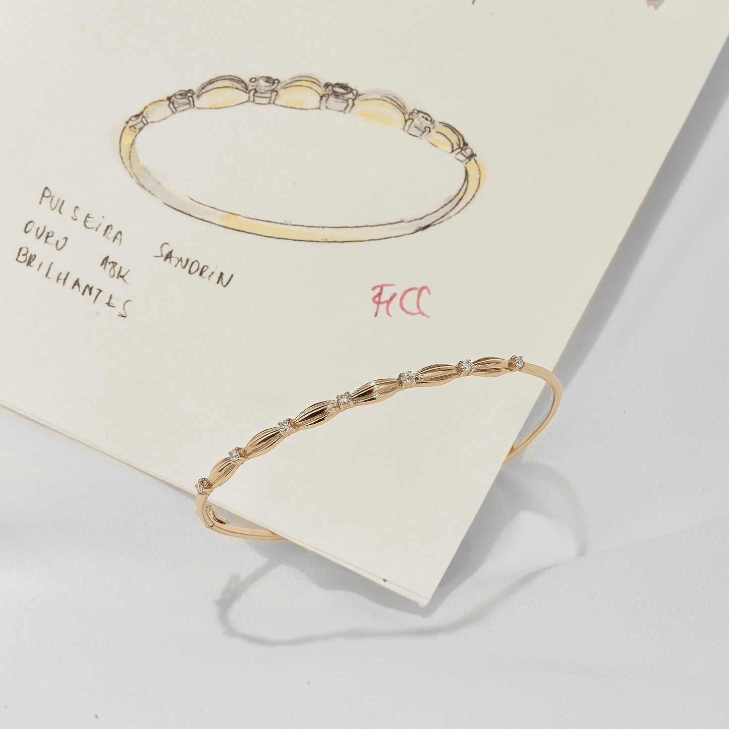 Pulseira Sandrin | Brilhantes e Ouro Champanhe