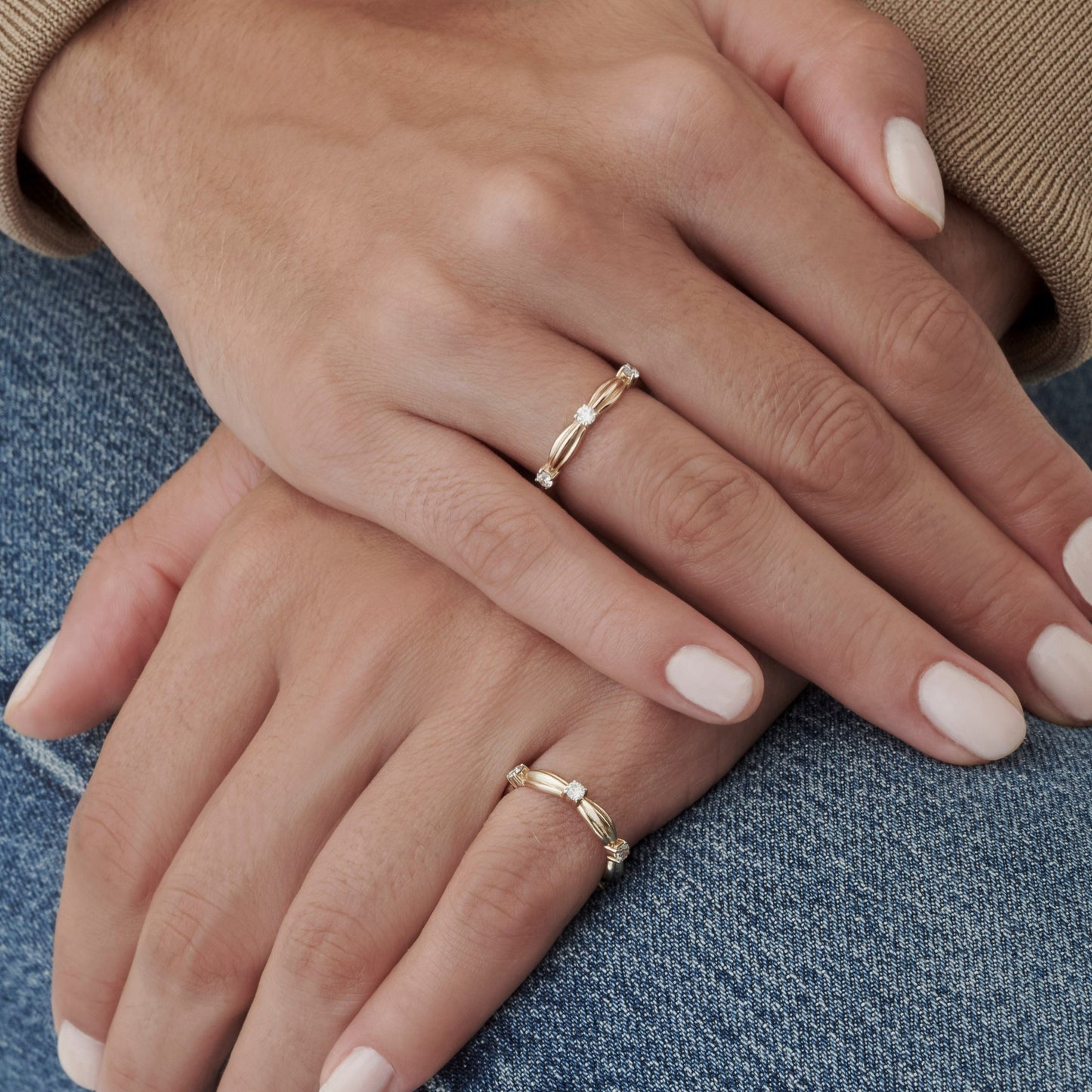 Anel Sandrin | Ouro Champanhe e Brilhantes