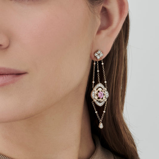 Brinco Antonieta | Safiras Rosas e Brilhantes