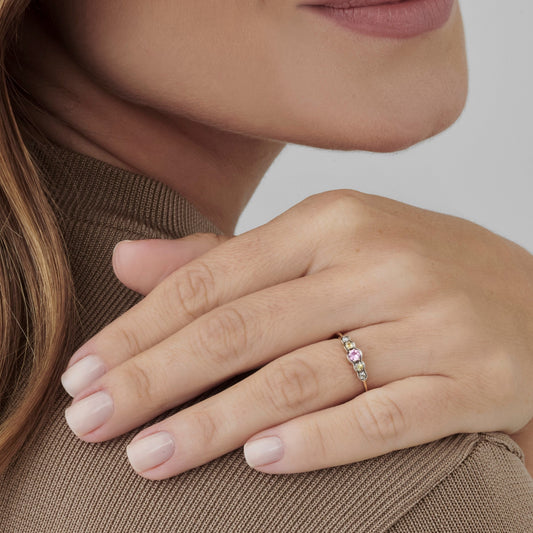 Anel Elisabeth | Safira Rosa, Safiras Amarelas e Brilhantes