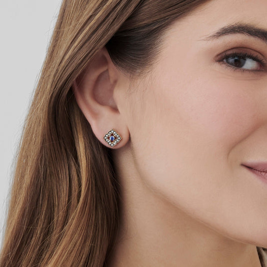 Brinco Nazar | Safiras Azuis, Brilhantes e Ródio Negro