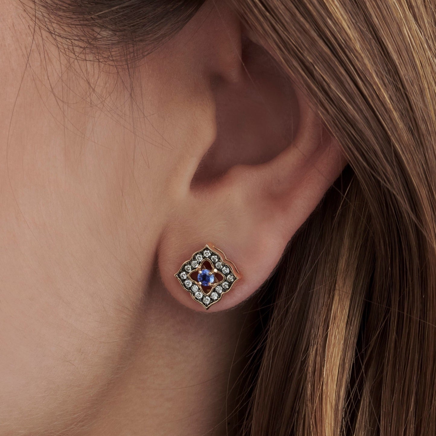 Brinco Nazar | Safiras Azuis, Brilhantes e Ródio Negro