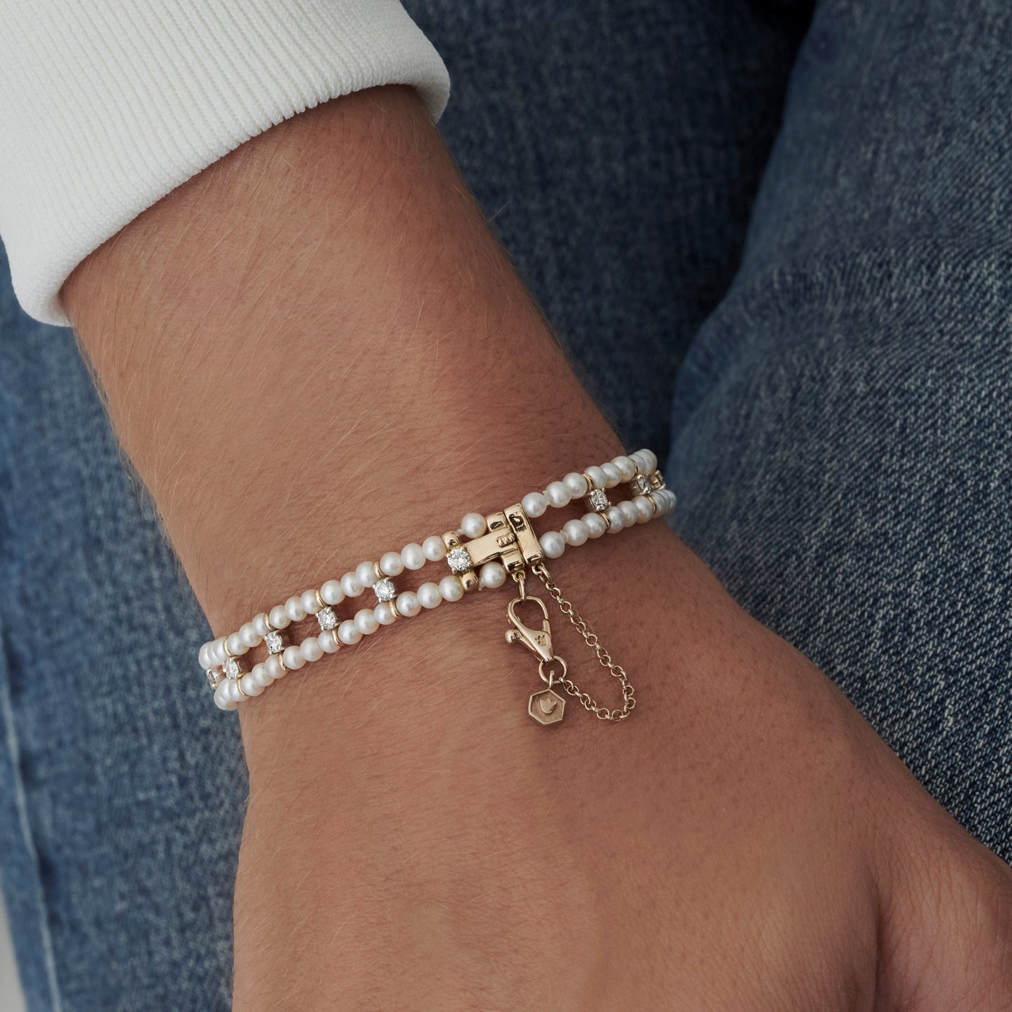 Pulseira Maggio | Pérolas e Ouro Champanhe