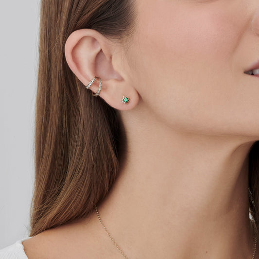 Earcuff Mu | Brilhantes e Ródio Negro