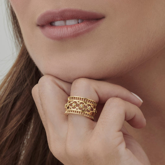 Anel Cluny | Ouro Amarelo e Brilhantes