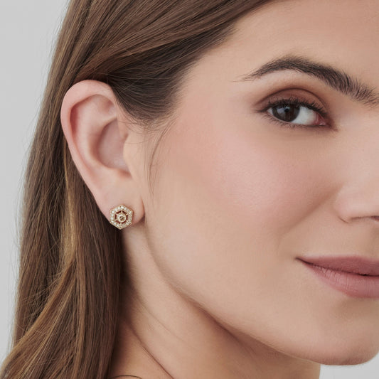 Brinco Walker | Diamantes Brown e Ouro Champanhe