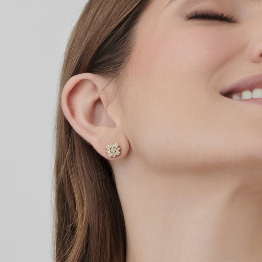 Brinco Fuller | Diamantes Brown e Ouro Champanhe