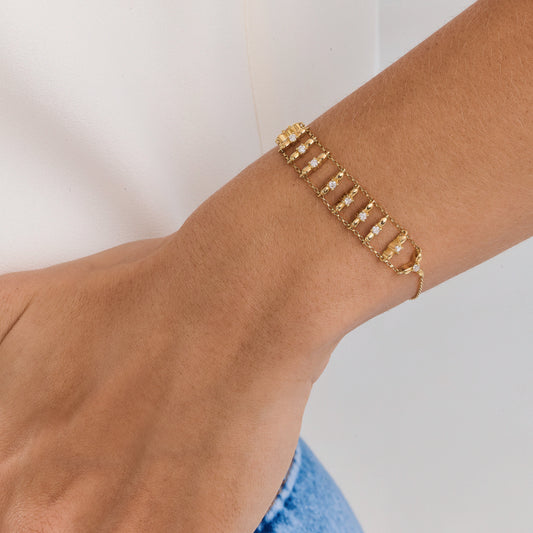 Pulseira Guipir | Brilhantes e Ouro Amarelo