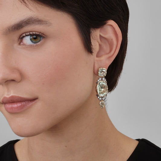 Brinco Sinfonia | Prasiolitas, Ródio Negro e Brilhantes