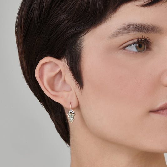 Brinco Sonata | Prasiolitas, Ródio Negro e Brilhantes