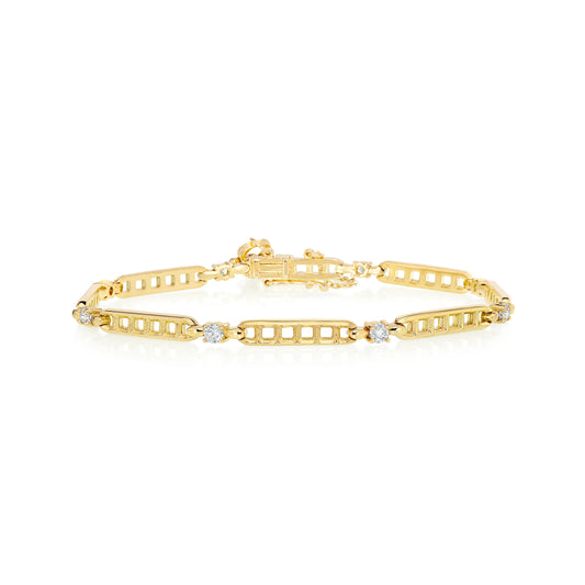 Pulseira Vallen | Brilhantes e Ouro Amarelo