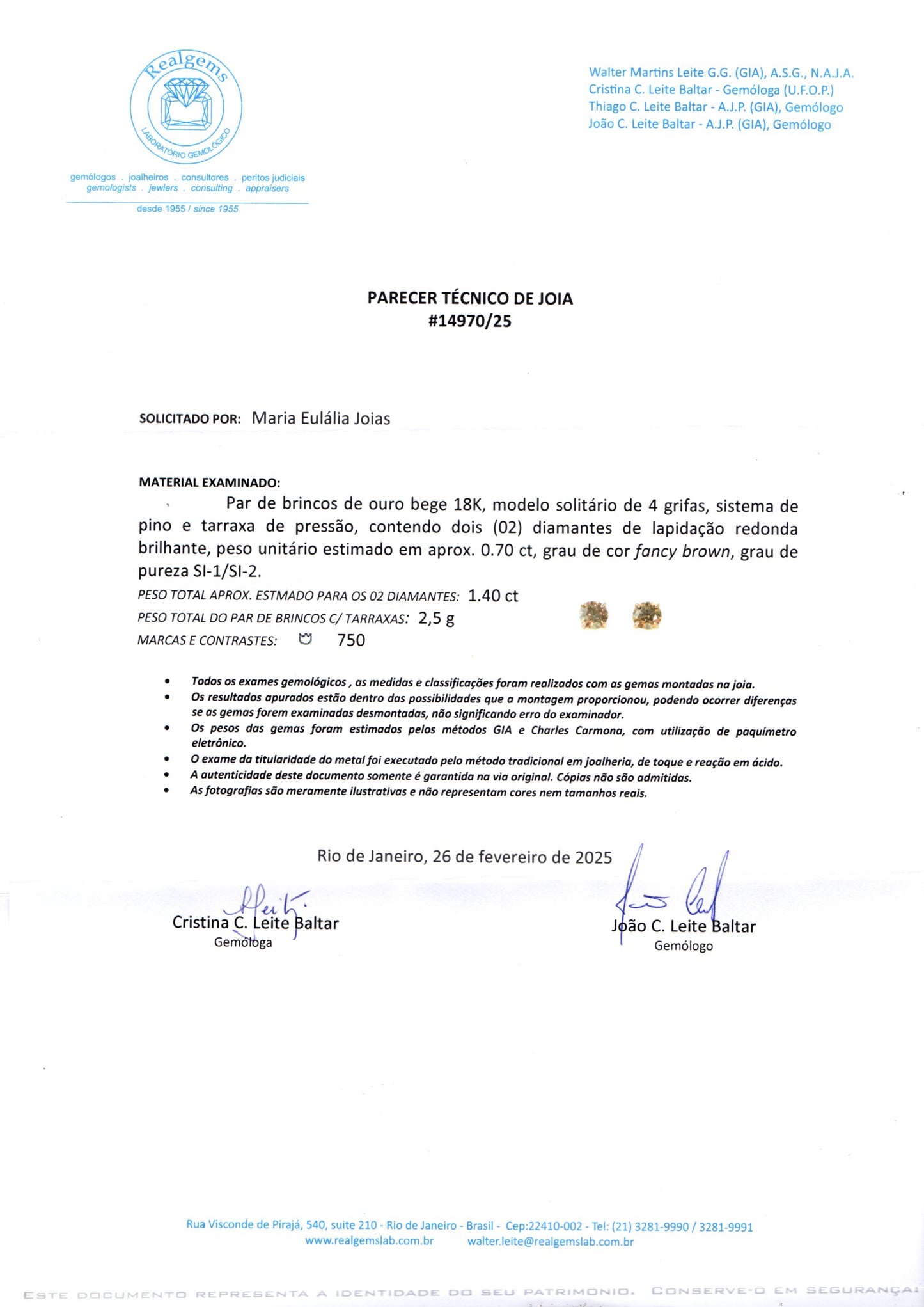 Brinco Solitário Brown 135 | Diamante Brown e Ouro Champanhe