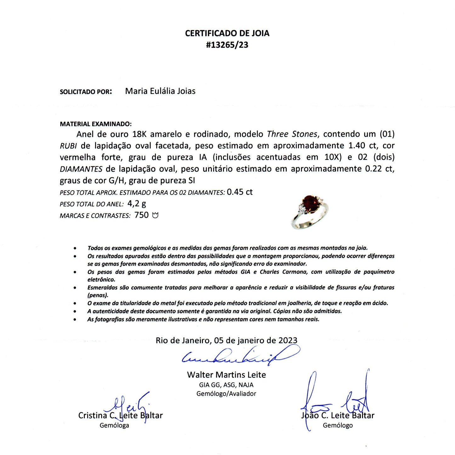 Anel de Rubi 140 | Rubi e Diamantes