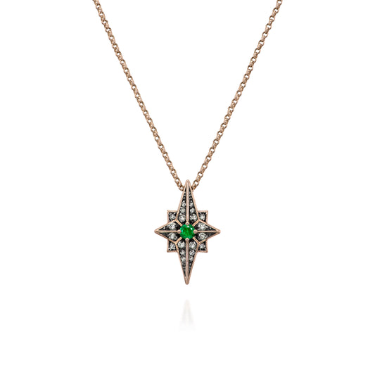 Colar Bellatrix | Esmeralda, Brilhantes e Ródio Negro