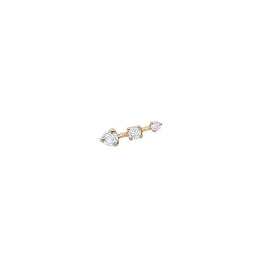 Mini Stud Cometa | Brilhantes e Ouro Champanhe