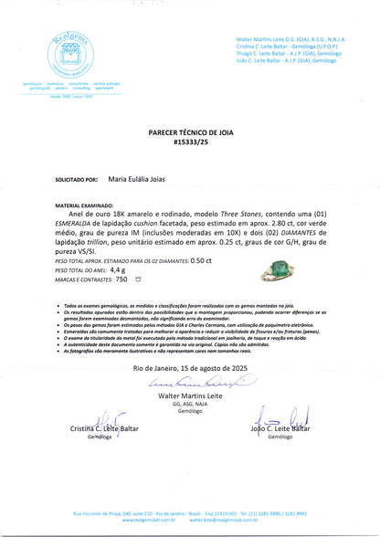 Anel de Esmeralda 281 | Esmeralda e Brilhantes