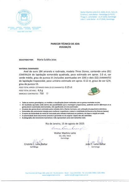 Anel de Esmeralda 204 | Esmeralda e Diamantes