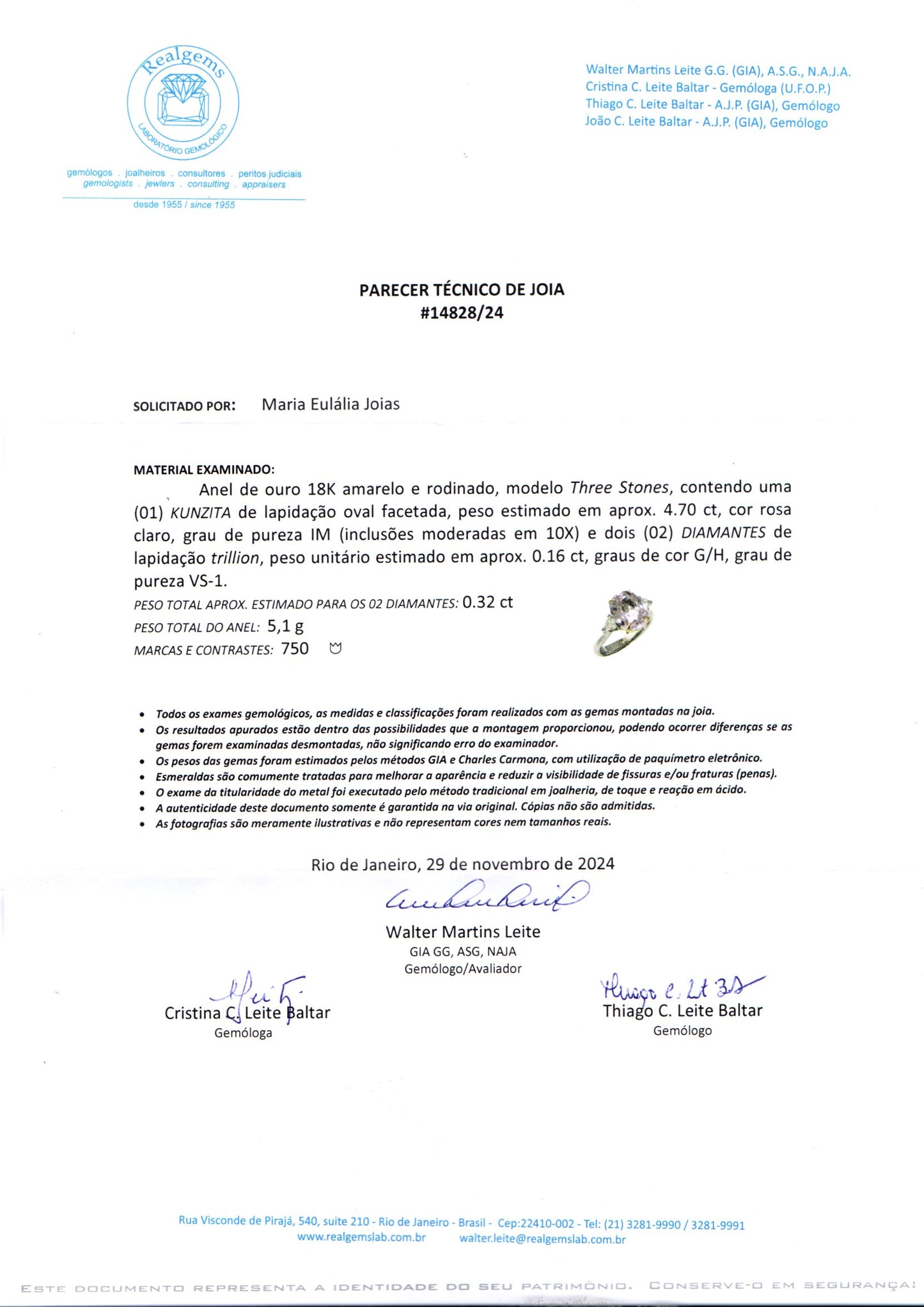 Anel de Kunzita 468 | Kunzita e Diamantes