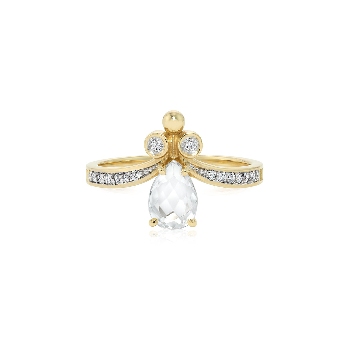 Anel Arcano | Quartzo Incolor, Ouro Amarelo e Brilhantes
