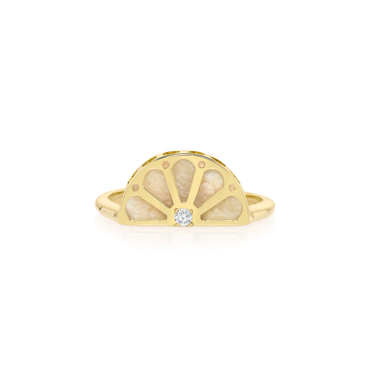 Anel Trama | Amazonita, Brilhante e Ouro Amarelo