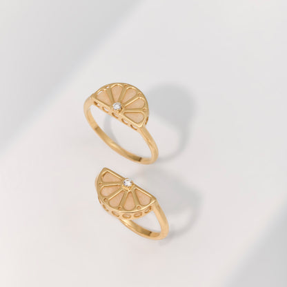 Anel Trama | Amazonita, Brilhante e Ouro Amarelo