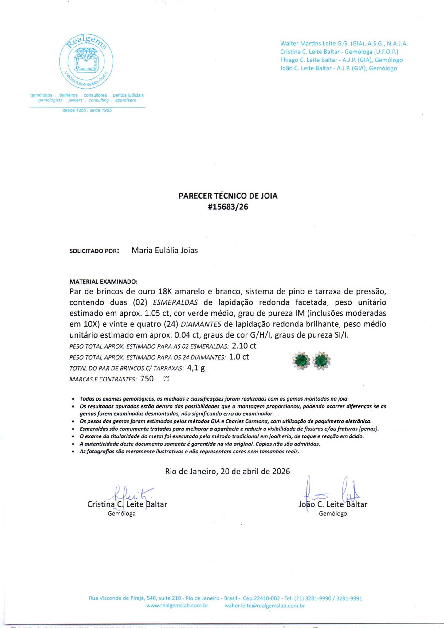 Brinco Fouetté | Esmeraldas e Brilhantes