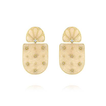 Brinco Fillare | Amazonita, Brilhantes e Ouro Amarelo