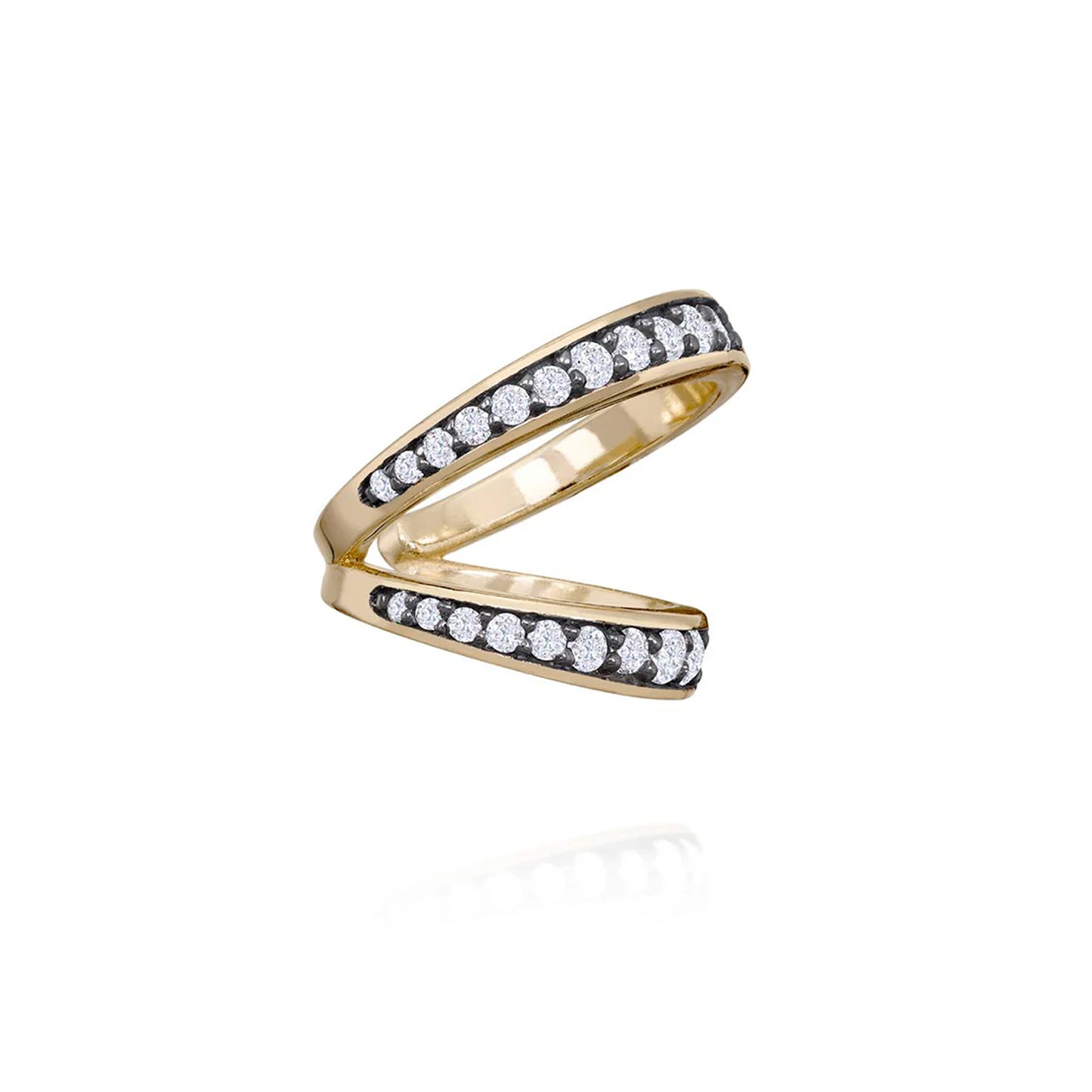 Earcuff Mu | Brilhantes e Ródio Negro